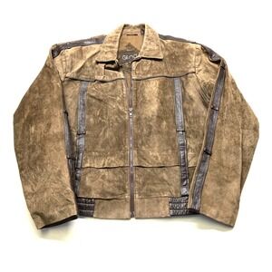 Vintage Geno Jacket Mens 40 Brown Genuine Suede Leather Retro 90s Outerwear